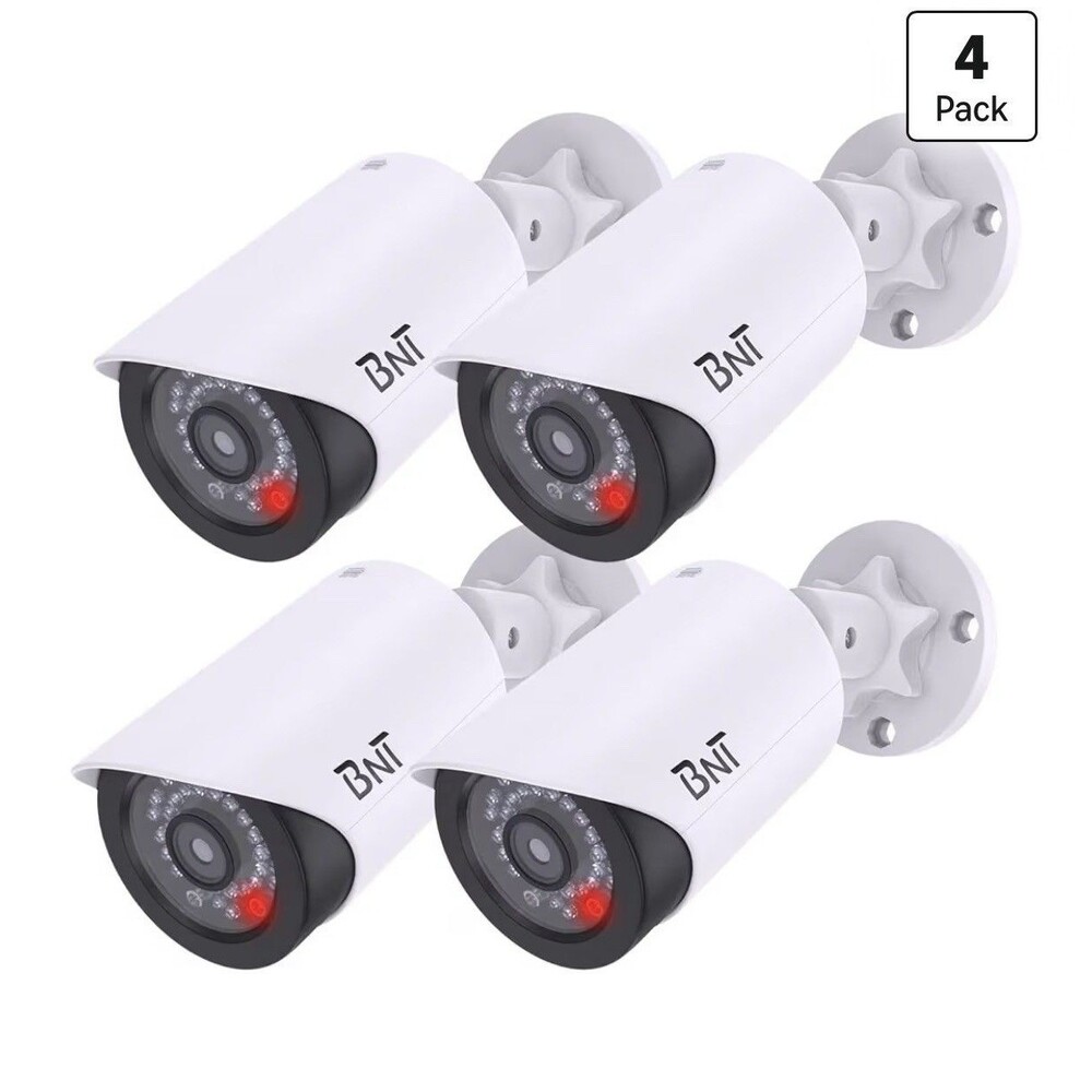 4 Dummy Fake Security Camera With Red LED Light Home Businesses Indoor/Outdoor
